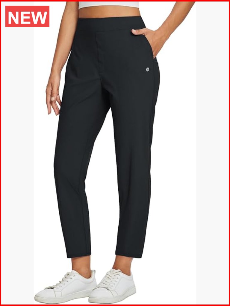 Travel Pants Lightweight Stretch Zipper Pockets Ankle Length Golf Work Slacks